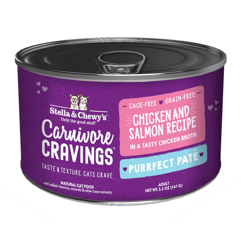 3 FOR $14.40 (Exp 8Nov24): Stella & Chewy's Carnivore Cravings Purrfect Pate Chicken & Salmon in Broth Grain-Free Canned Cat Food 5.2oz