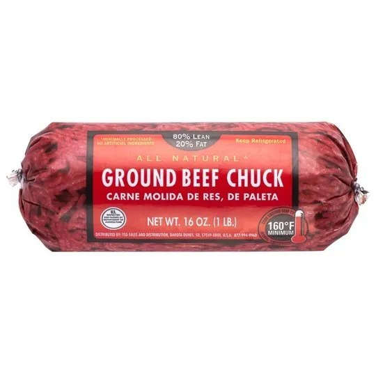 All Natural* 80% Lean/20% Fat Ground Beef Chuck, 1 lb Roll