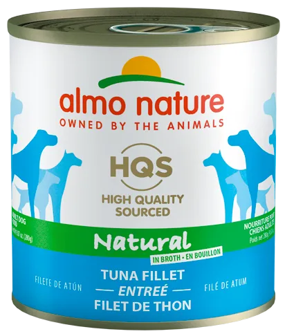 Almo Nature HQS Natural Tuna Fillet Entree Canned Dog Food: 9.87- Oz Cans, Case of 12