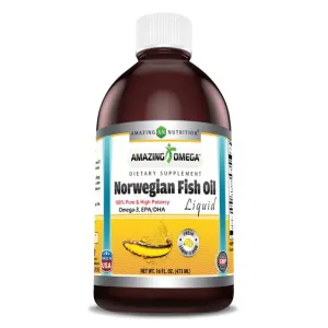 Amazing Omega Norwegian Fish Oil | 16 Fl. Oz. Liquid | Lemon Flavor