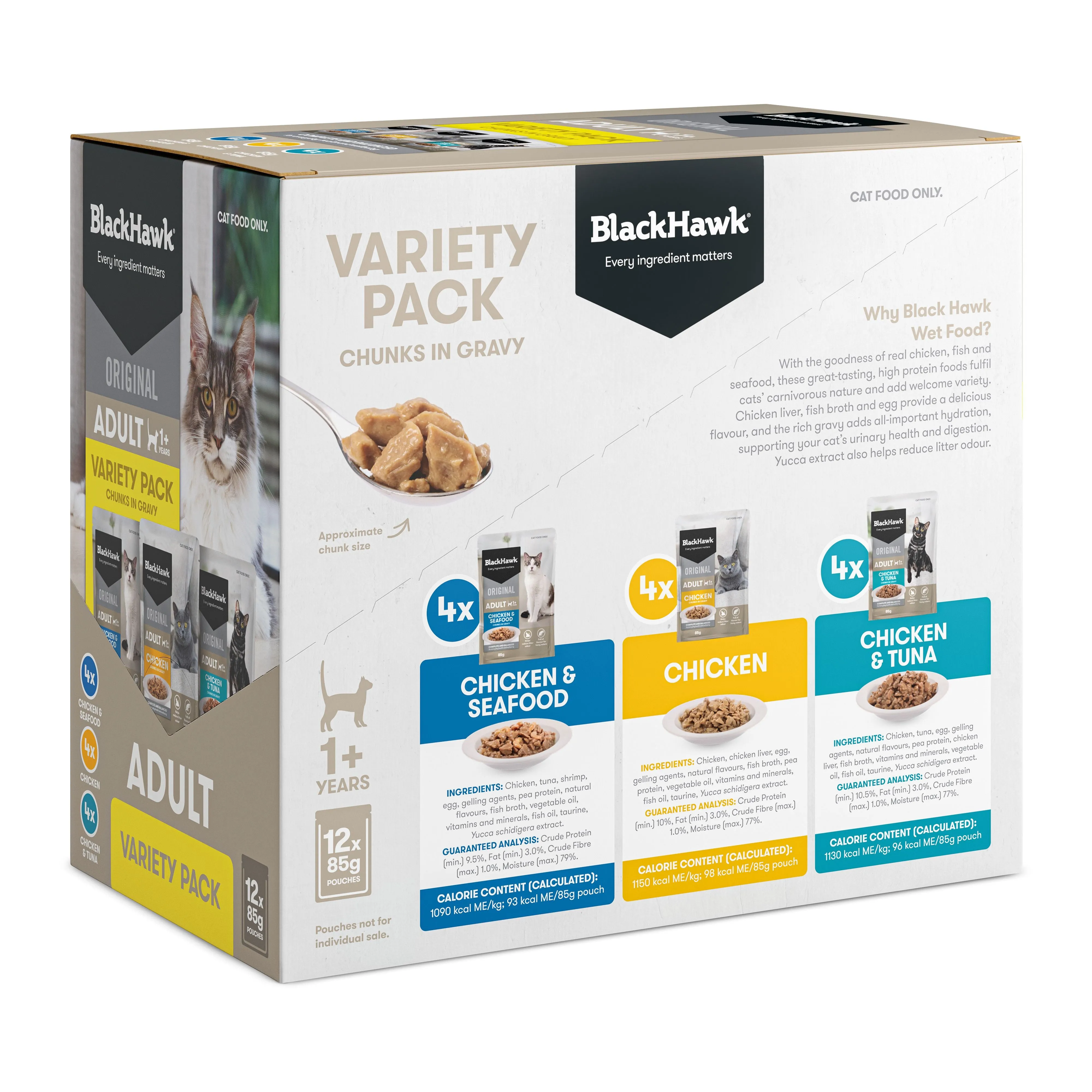 Black Hawk Variety Pack Cat Wet Food 85g x 12^^^