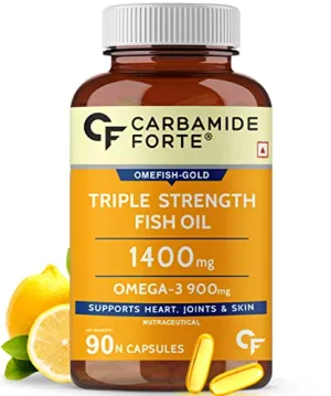 Carbamide Forte Triple Strength Omega 3 Fish Oil Capsules with 495 mg EPA & 330 mg DHA | 90 Softgel Capsules | Supports Heart, Joints and Skin