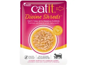 CATIT DIVINE SHREDS, TUNA WITH PRAWNS & PUMPKIN 75G