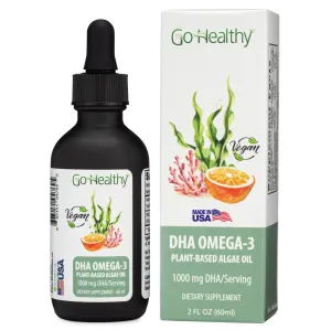 DHA Omega 3 Drops- Vegan Kids, Toddler & Adults Fish Oil Alternative, Organic Orange Flavor - 2 FL. OZ Bottle