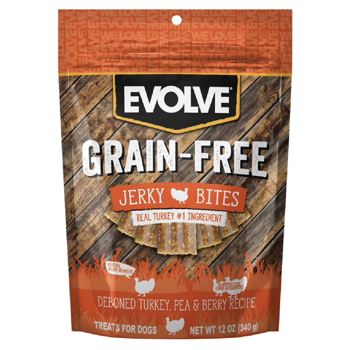 Grain Free Turkey, Pea, & Berry Jerky Bites | 12 oz | Evolve