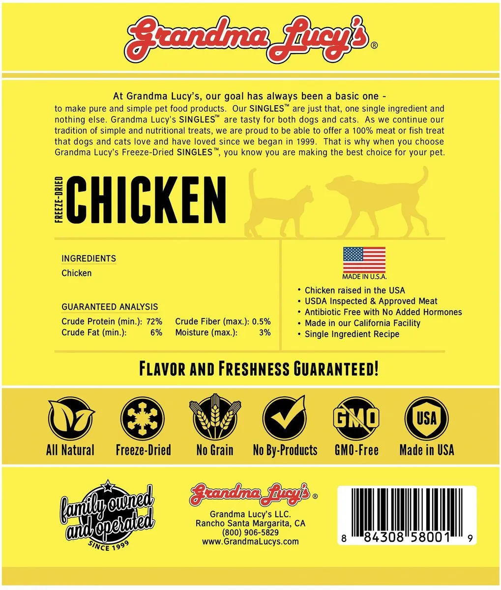 Grandma Lucy's Singles Chicken Freeze-Dried Dog Treats