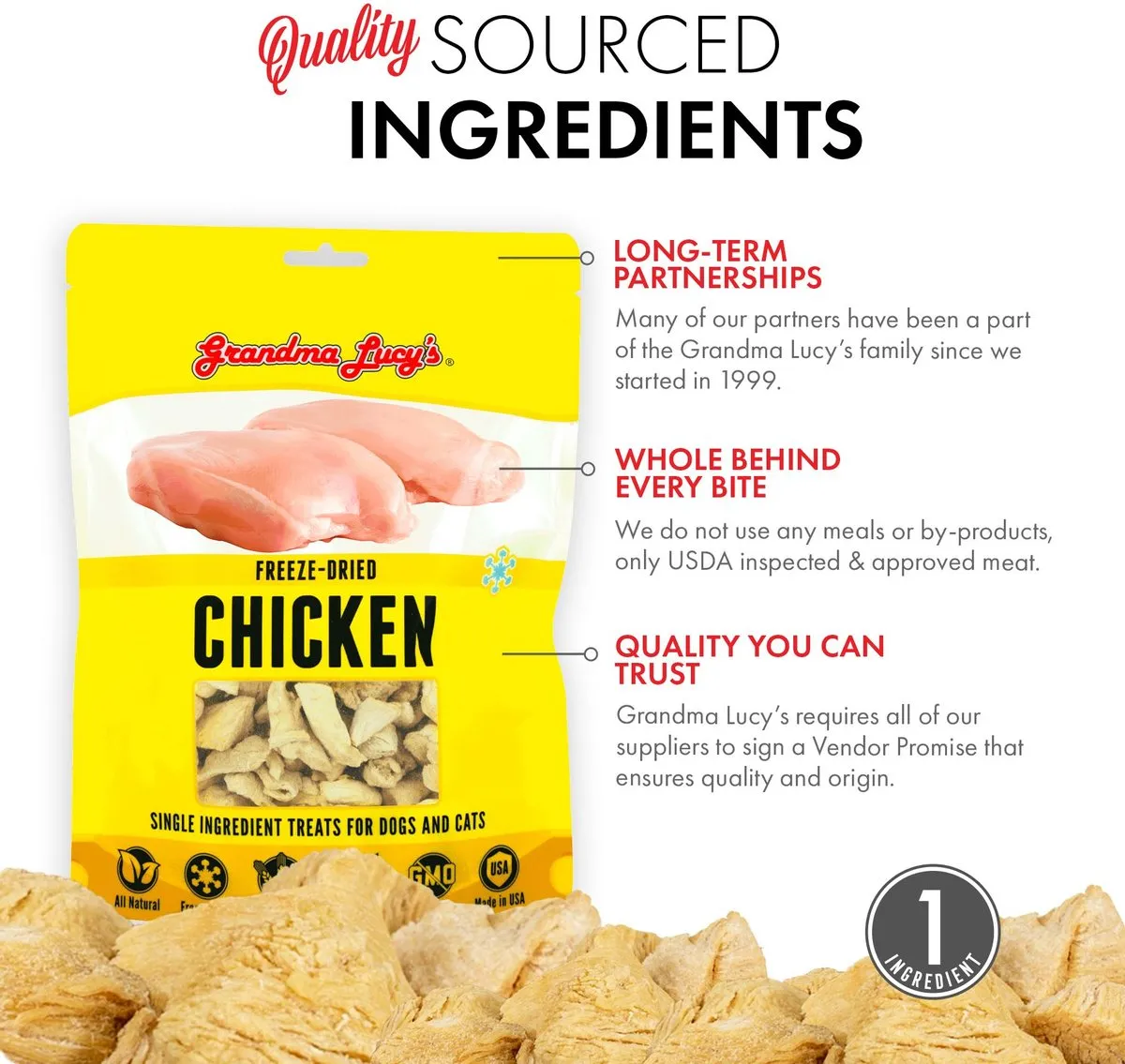 Grandma Lucy's Singles Chicken Freeze-Dried Dog Treats