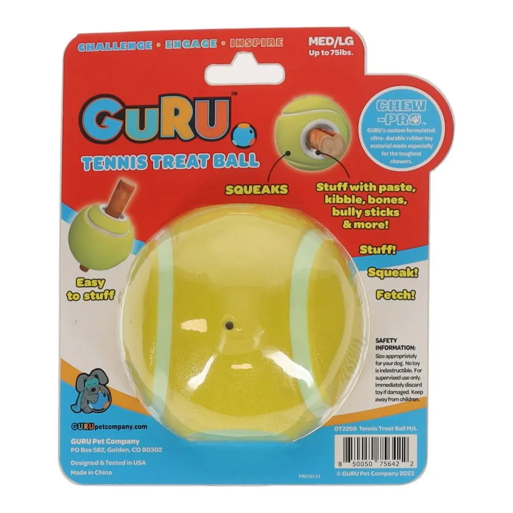 GURU Tennis Treat Ball Treat Holder Dog Enrichment Toy Medium/Large^^^