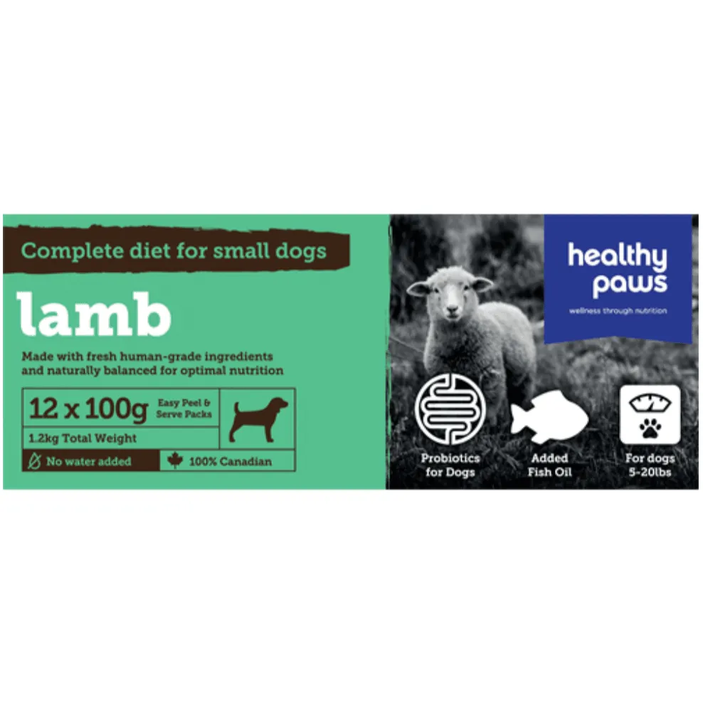 Healthy Paws Raw Dog Food Complete Small Dog Dinner Lamb Recipe