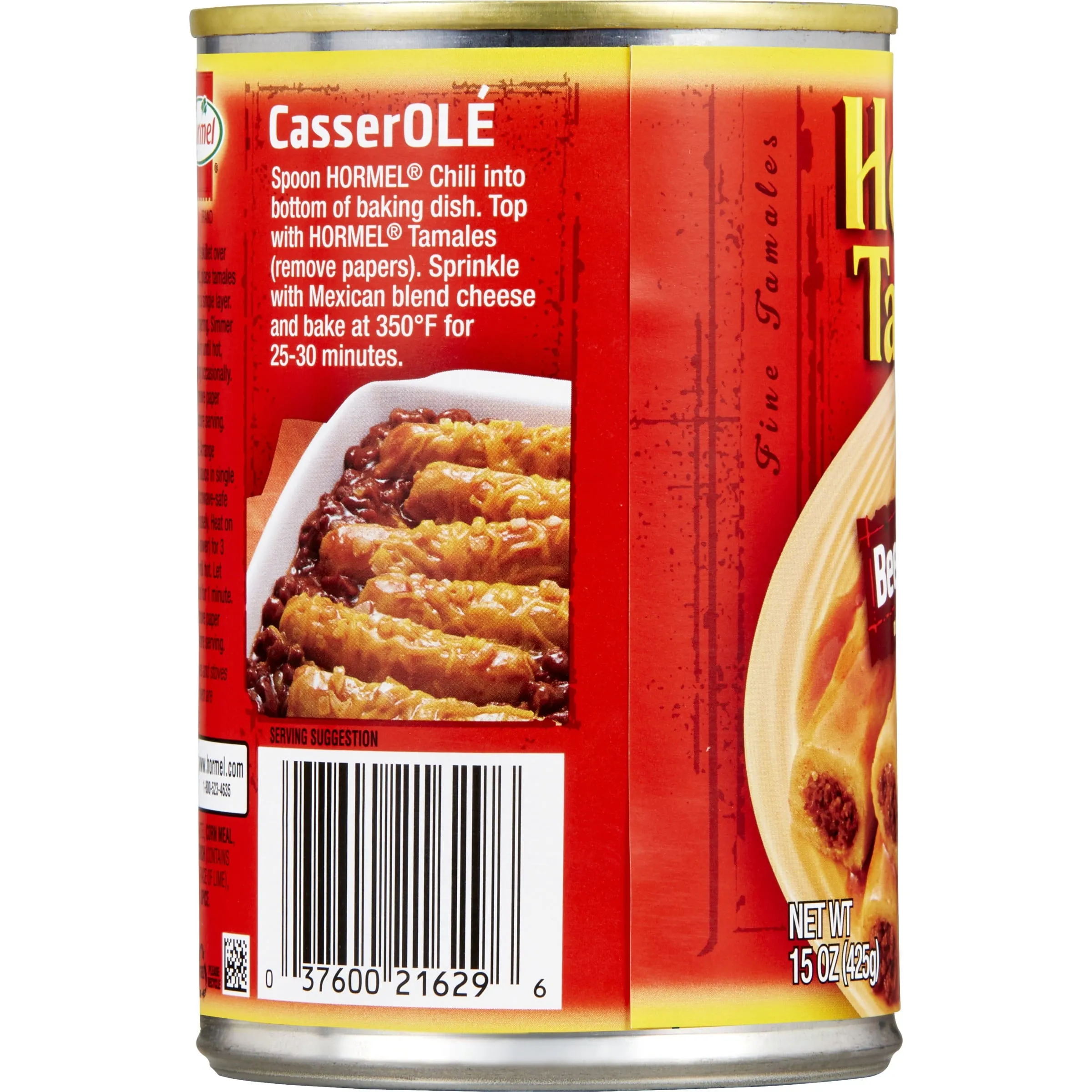 HORMEL Beef Tamales in Chili Sauce, Canned Tamales, Shelf Stable 15 oz Steel Can