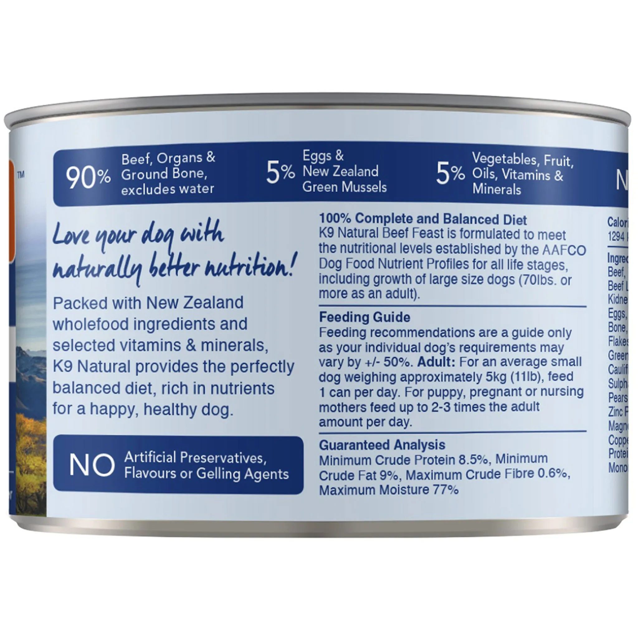 K9 Natural Canned Beef Feast Dog Food 6 oz 24-Pack