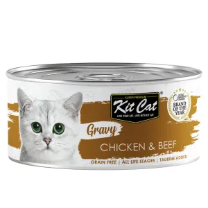 Kit Cat Gravy Chicken & Beef Grain-Free Canned Cat Food 70g