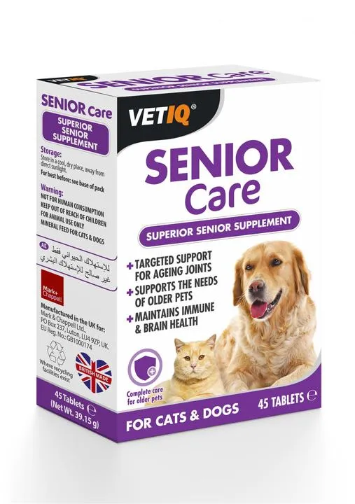 M&C Vet IQ | Senior Care Supplement For Dogs & Cats | Geriatr-UM - 45 Tablets