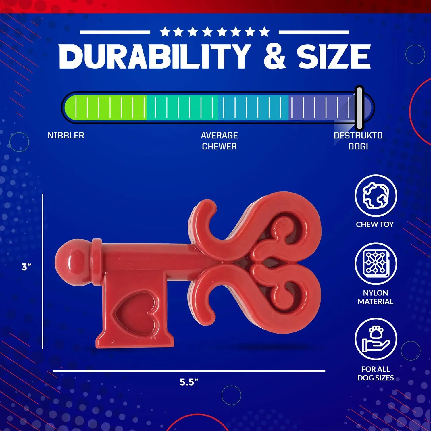 MKB Key to My Hear Ultra Durable Nylon Chew Toy