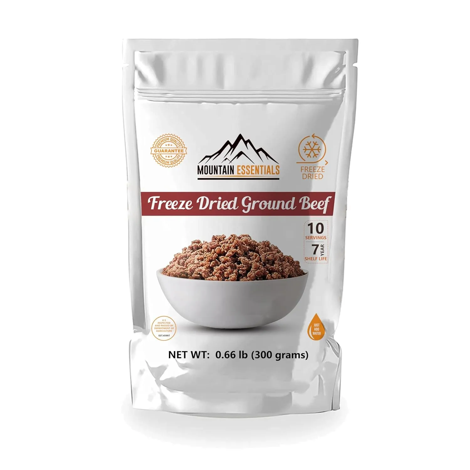 Mountain Essentials Freeze Dried Ground Beef Resealable Pouch 300 grams