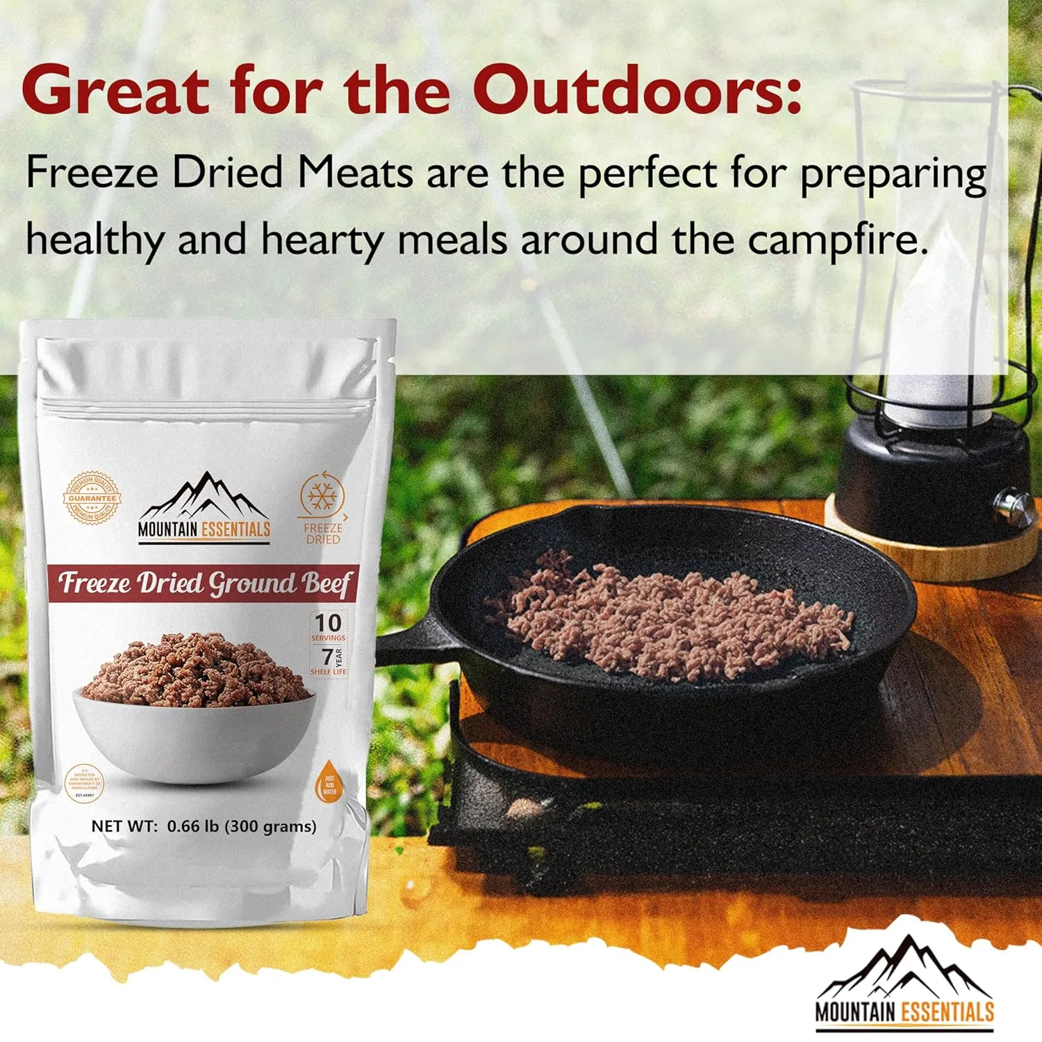 Mountain Essentials Freeze Dried Ground Beef Resealable Pouch 300 grams