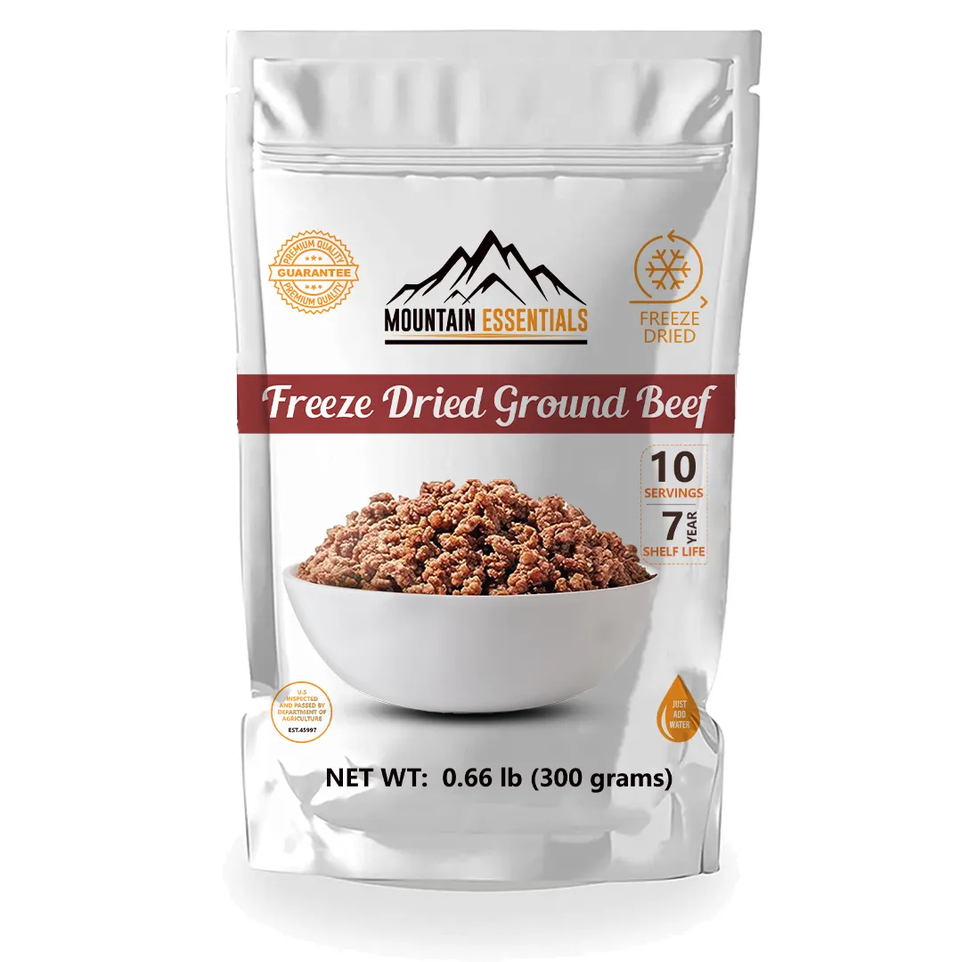 Mountain Essentials Freeze Dried Ground Beef Resealable Pouch 300 grams