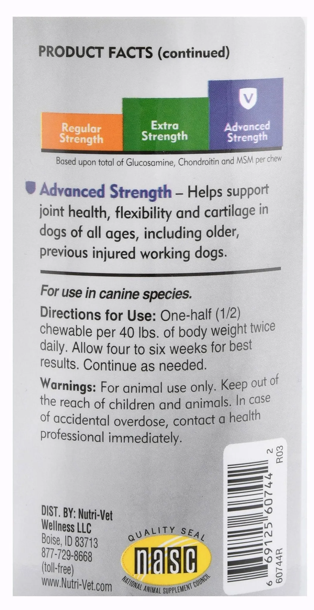 Nutri-Vet Hip & Joint Advanced Strength Chewables for Dogs