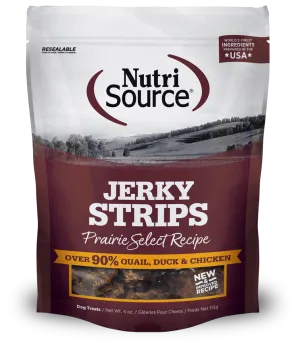 Nutrisource Prairie Select Grain Free 95% Quail, Duck, & Chicken Jerky Dog Treats 4oz