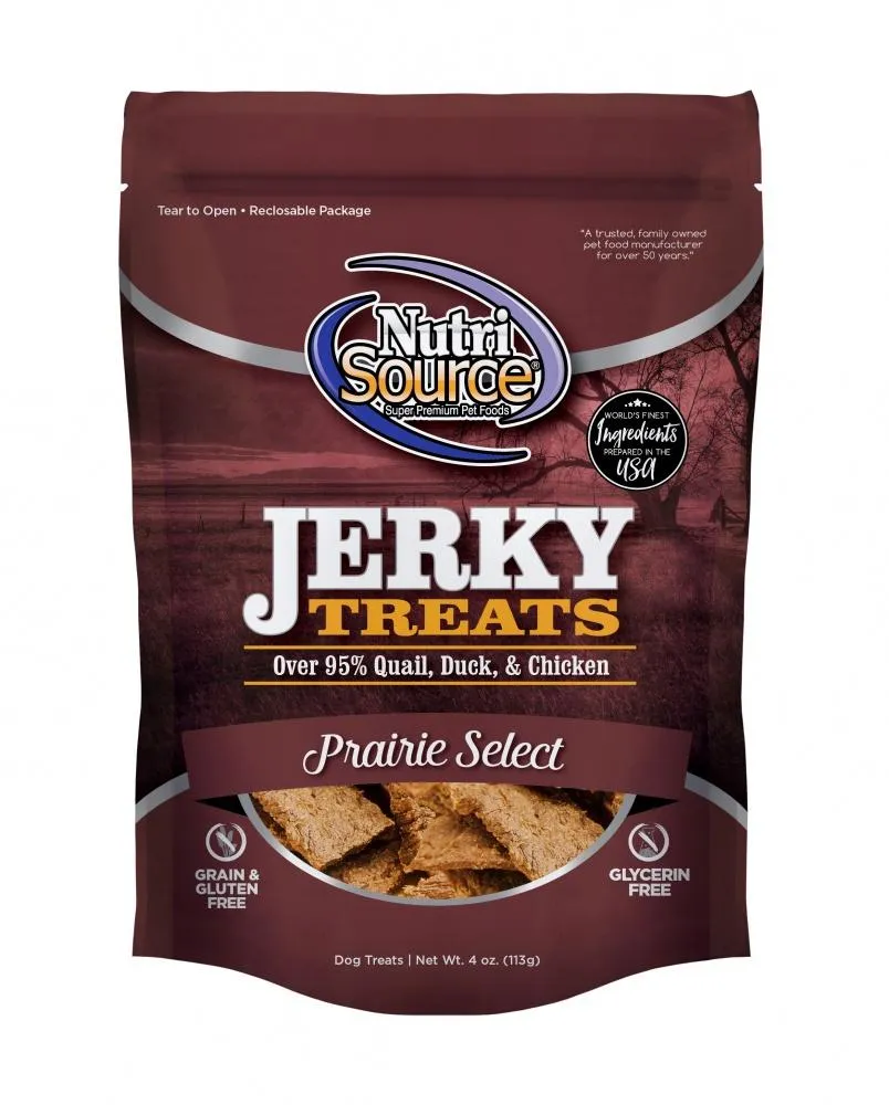 NutriSource® Prairie Select Grain Free 95% Quail, Duck, & Chicken Jerky Dog Treats