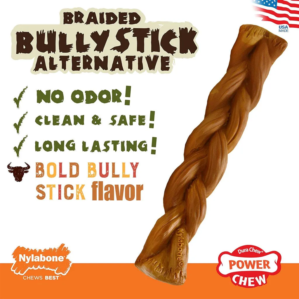 Nylabone Power Chew Braided Bully Stick Alternative Chew Toy for Dogs, Large