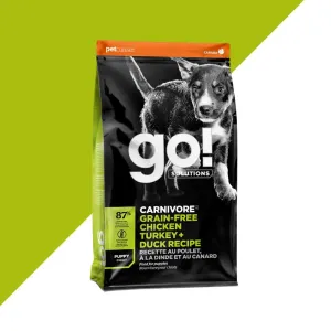 Petcurean GO! Solutions CARNIVORE  GRAIN-FREE CHICKEN, TURKEY   DUCK PUPPY RECIPE