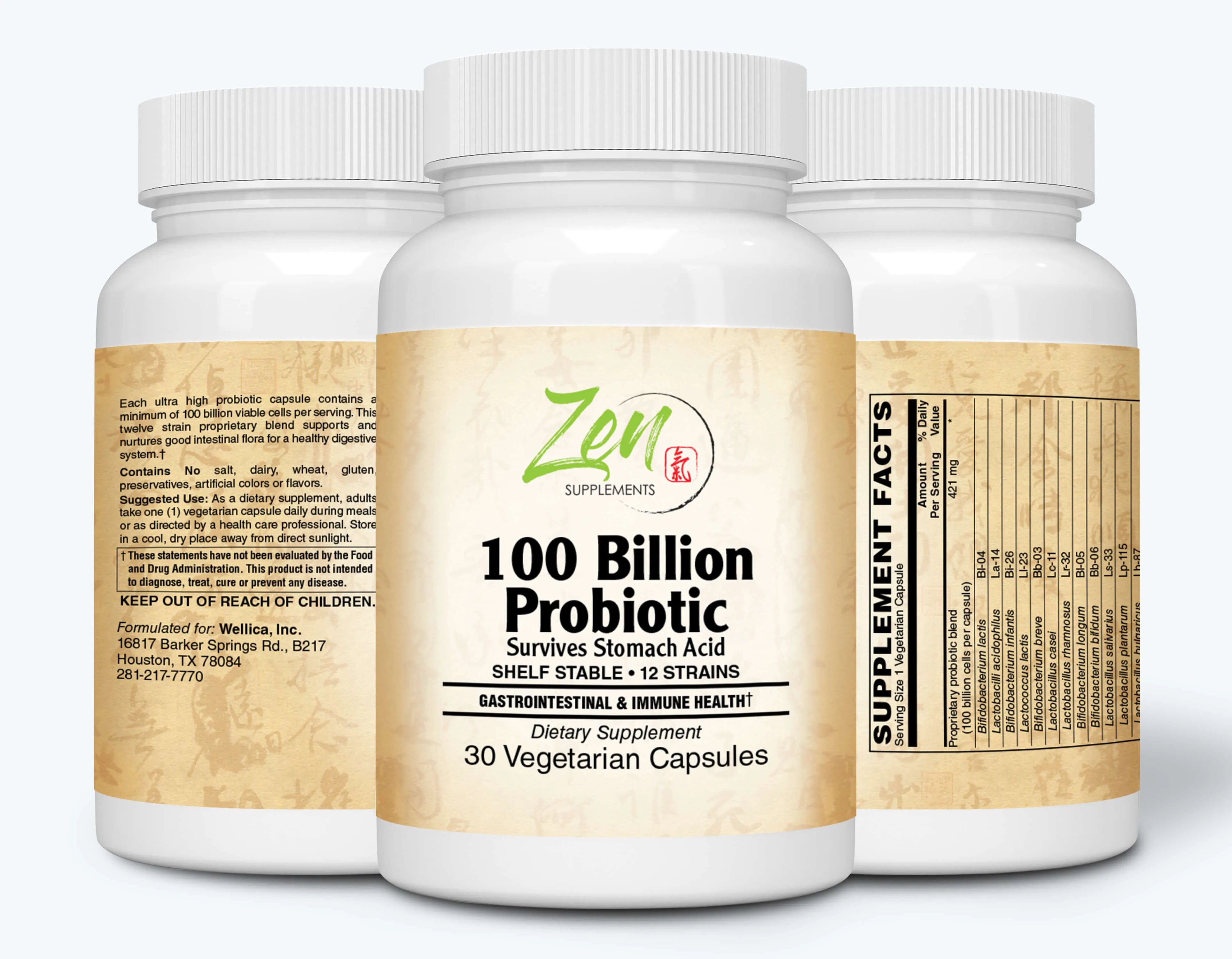 Probiotic with 100 Billion CFU and 12 Strains - 30 Vegcaps