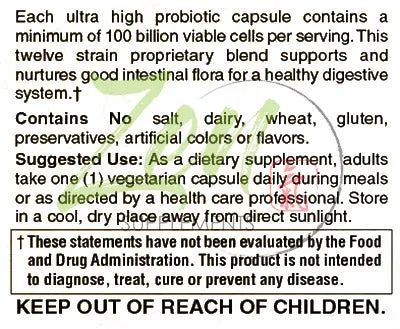 Probiotic with 100 Billion CFU and 12 Strains - 30 Vegcaps