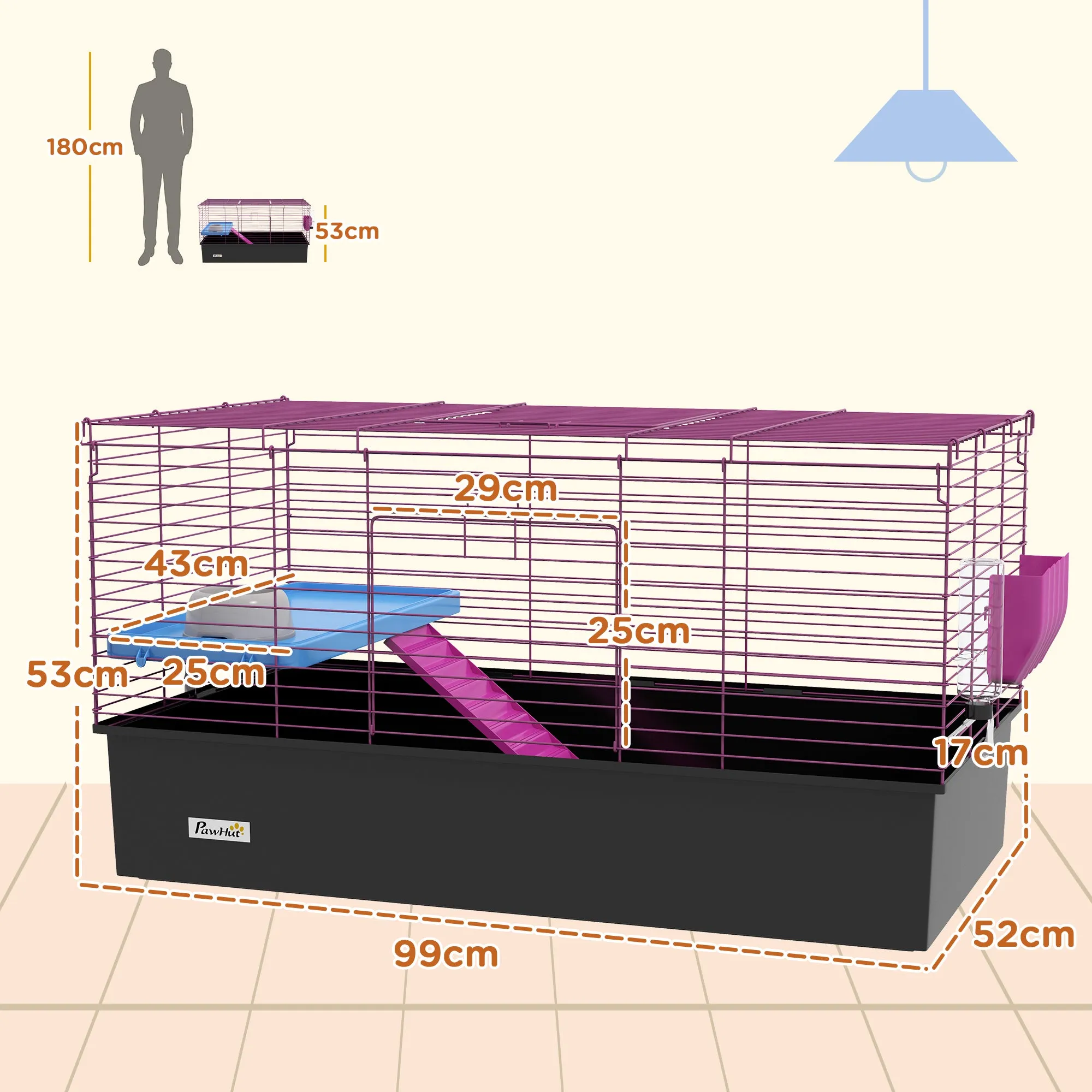 Small Animal Cage, Rabbit Guinea Pig Hutch, Pet Playhouse, Black