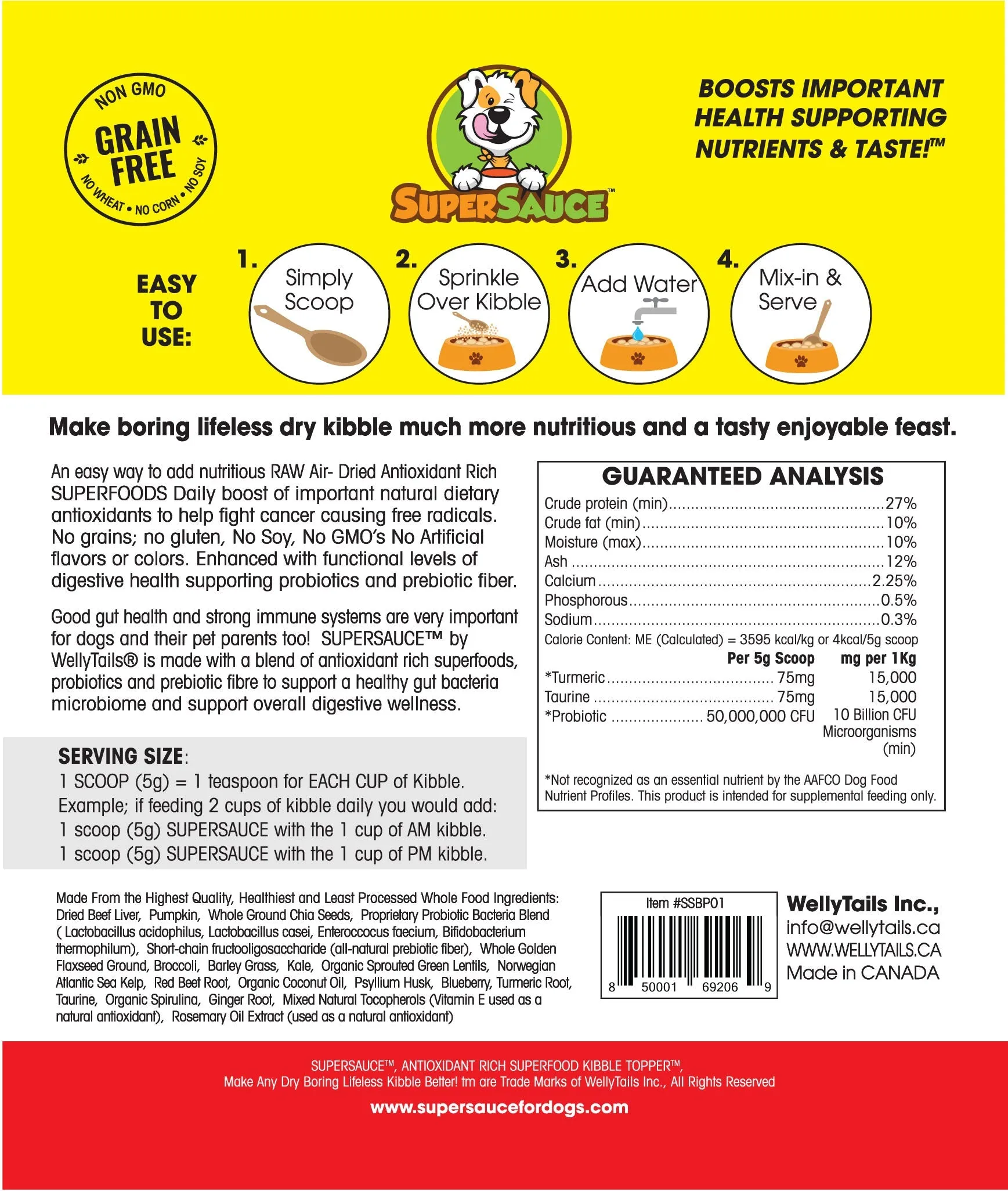 SUPERSAUCE™ Beef Liver   PROBIOTICS Digestive Health 5.4 oz. (153g) MADE IN CANADA