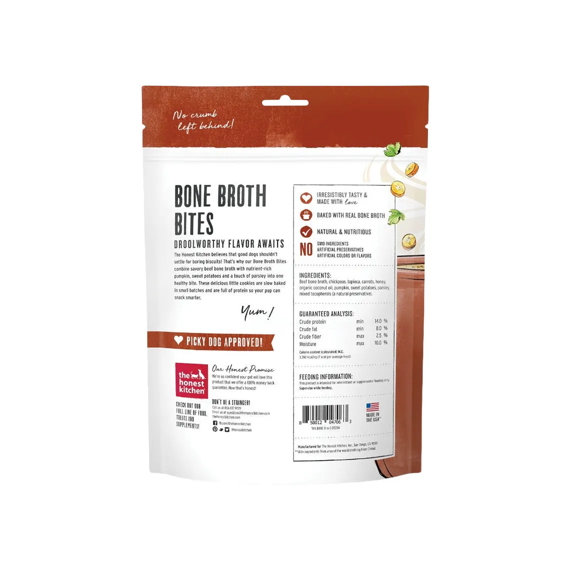 The Honest Kitchen Bone Broth Bites 8 oz Treats for Dogs