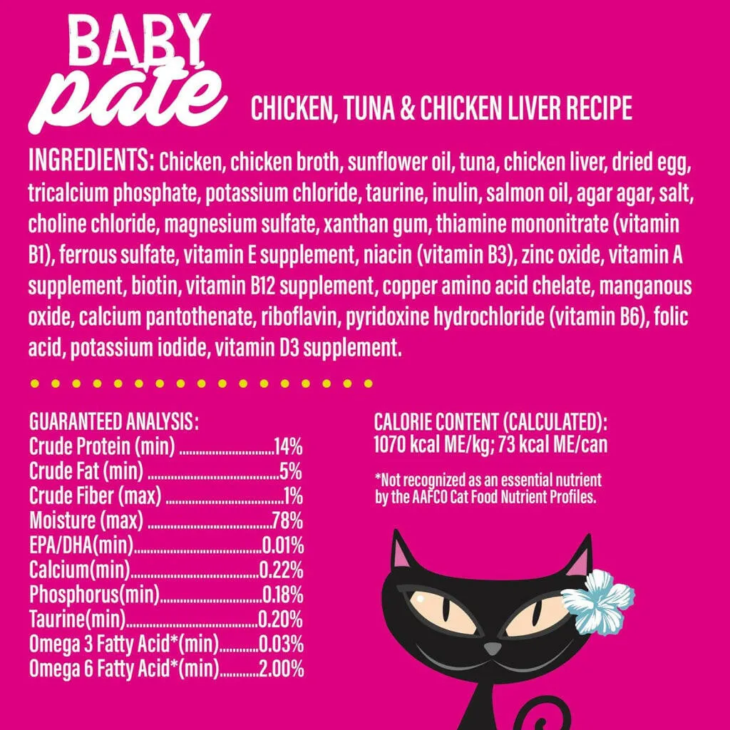 Tiki Cat Baby Chicken, Tuna & Chicken Liver Pate Wet Food For Kittens (2.4 oz x 12 cans)