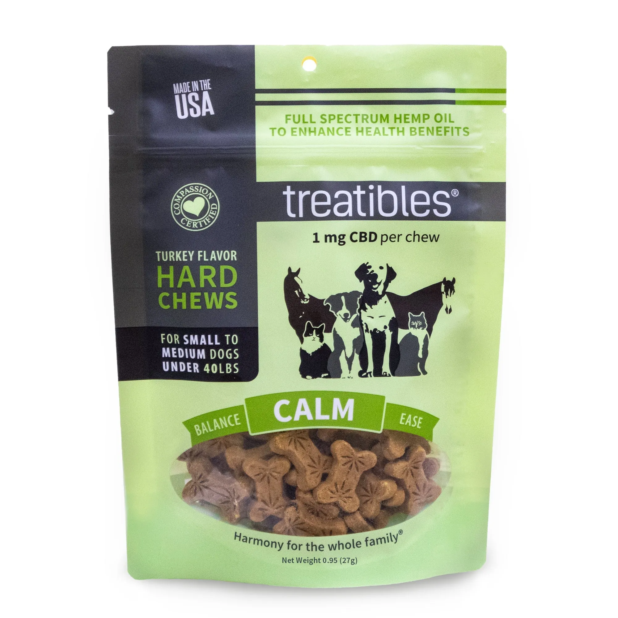 Treatibles® Full Spectrum Hemp 1mg Hard Chews - Small/Medium Dogs